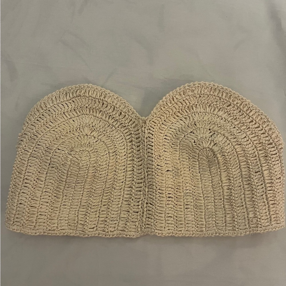 Zara Strapless Crochet Bandeau Top - Cream
